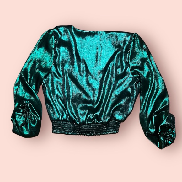 Vibrant 80’s Style Green Wrap Top - Picture 3 of 8